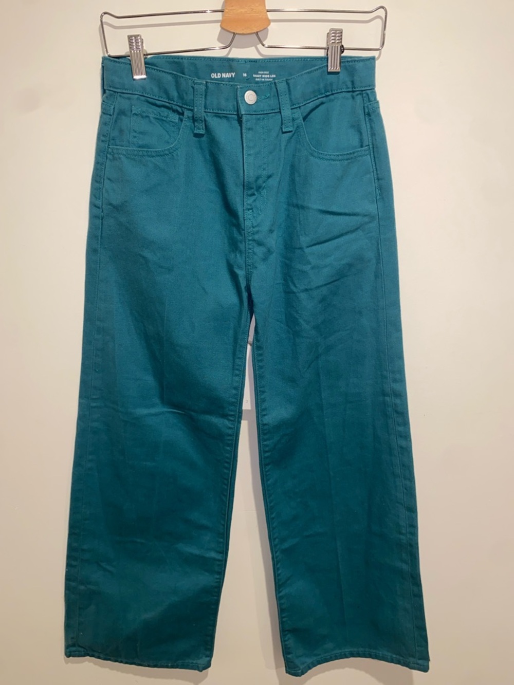 Girls Old Navy Teal High -Rise Baggy Wide Leg Built -In - Tough